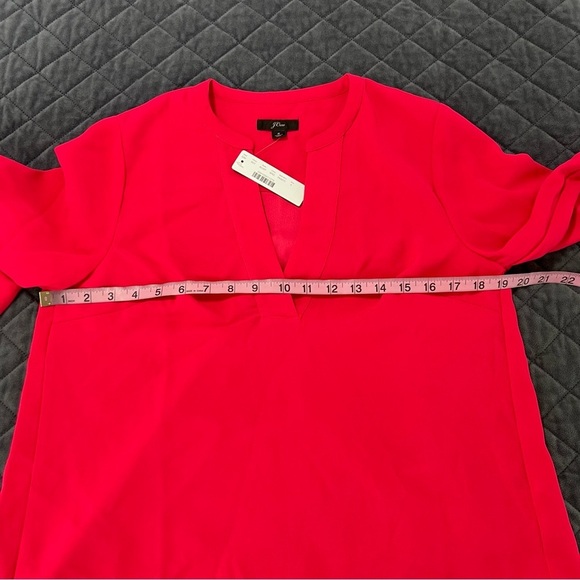 J. Crew Top Women Small Hot Pink 3/4 Sleeve Blouse Crepe V Neck GG - Picture 7 of 9